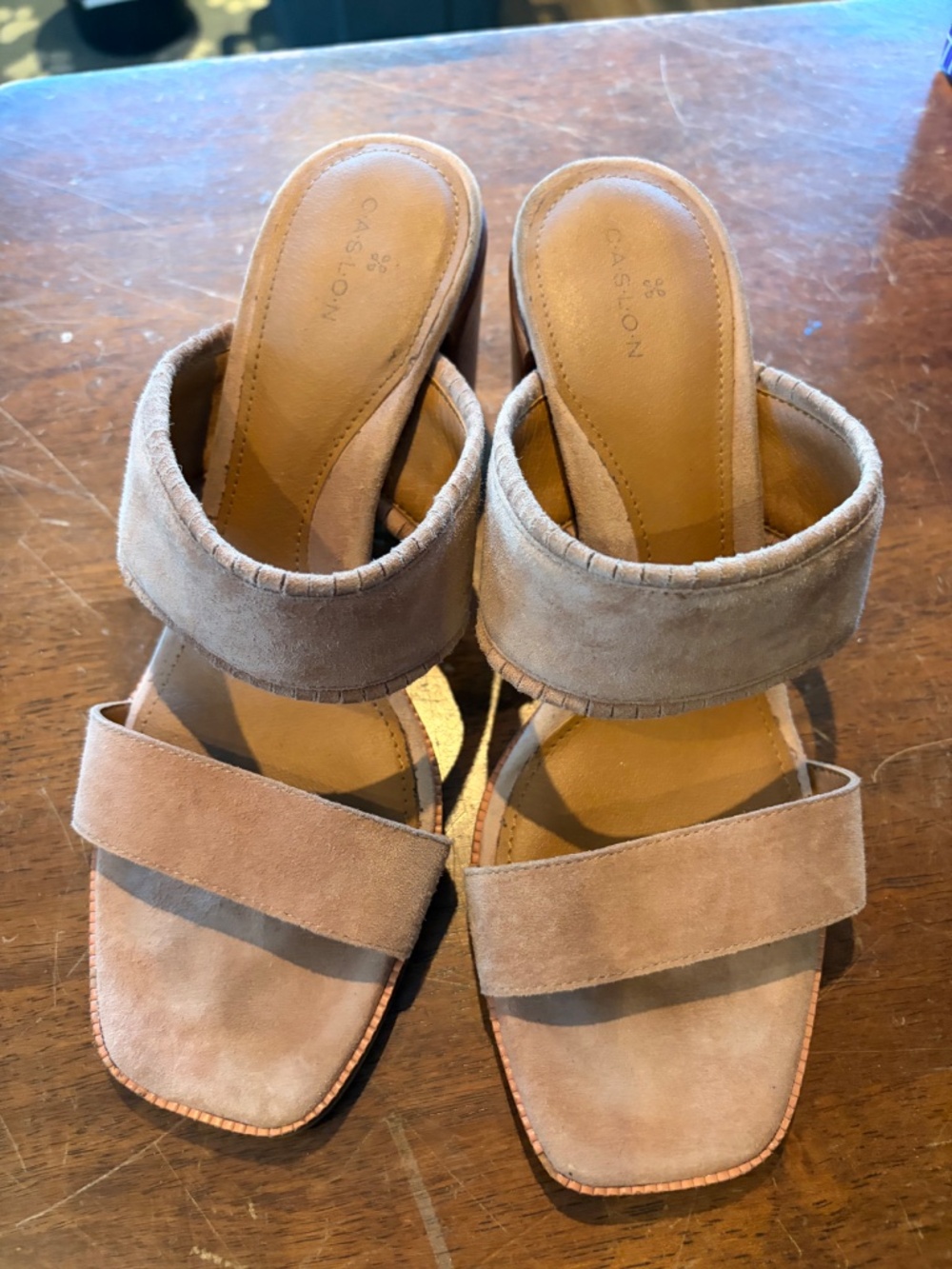 Caslon Suede Block Heeled Sandals - tan